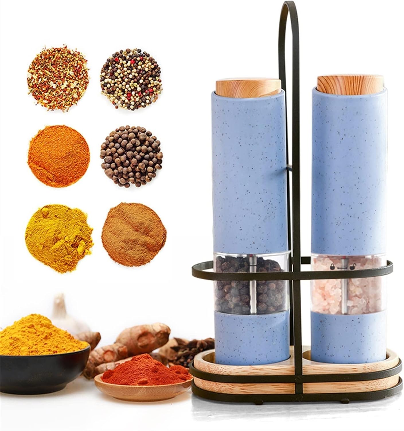 Electric Spice Grinder Set with Holder 2 PCS 1