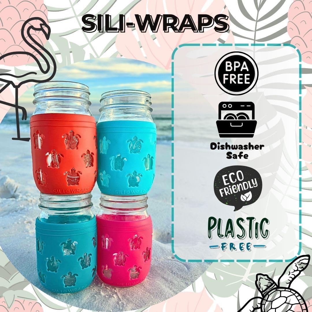Sili Wraps Mason Jar Wraps Pink Sunset Turtle Set of 4