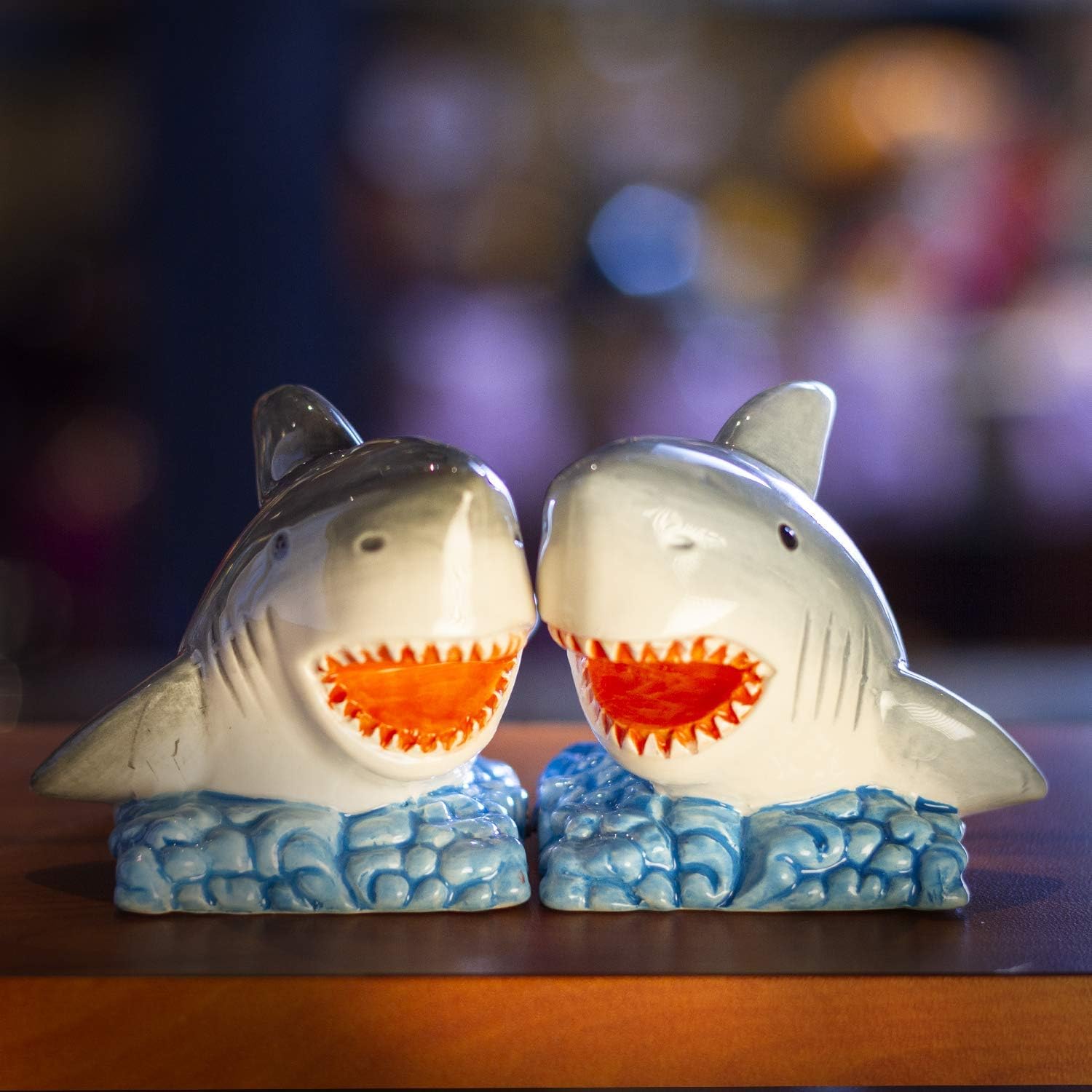 Pacific Giftware Sharks on The Sea Ceramic Salt Pepper Shakers Set 1