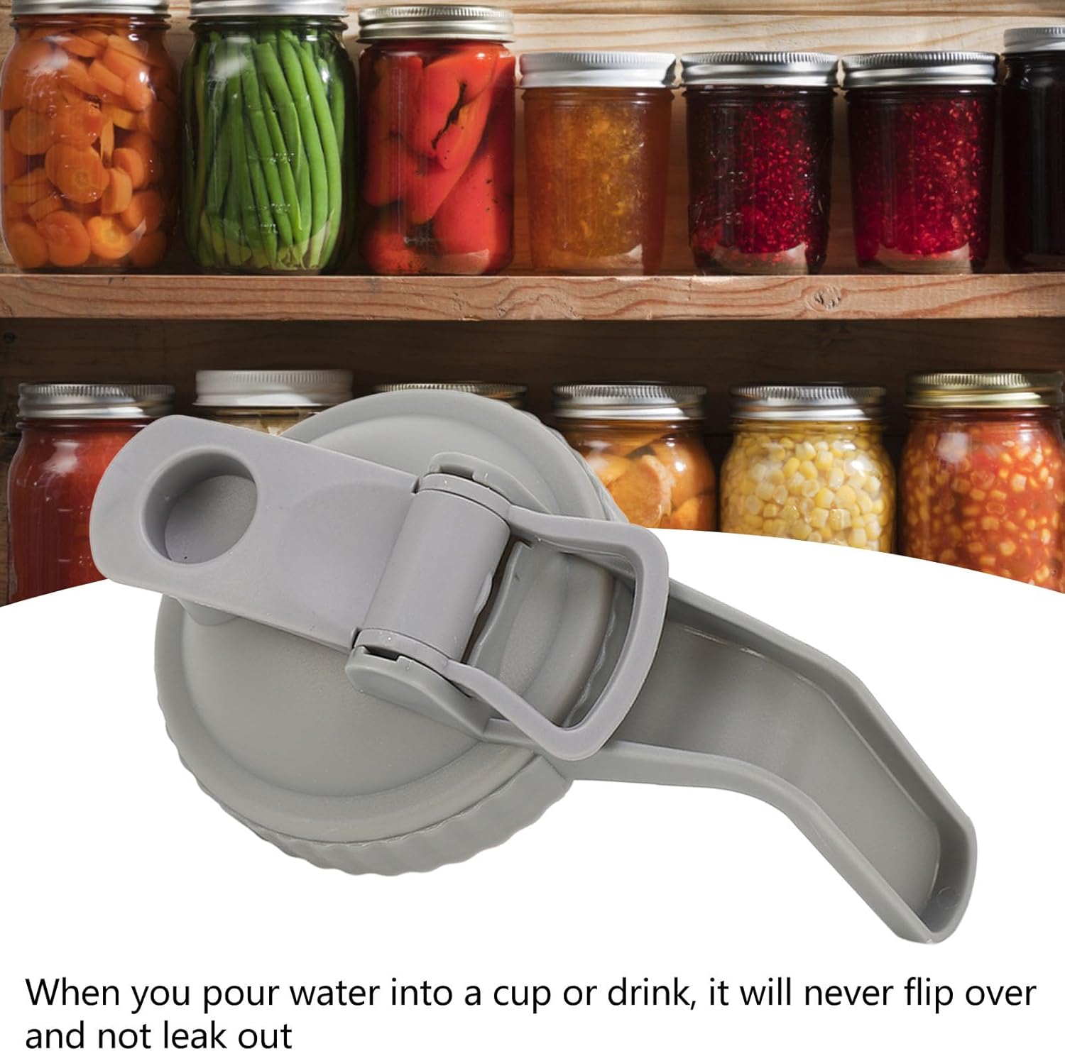 Yosoo Leak Proof Mason Jar Lid with Handle and Flip Cap - Gray