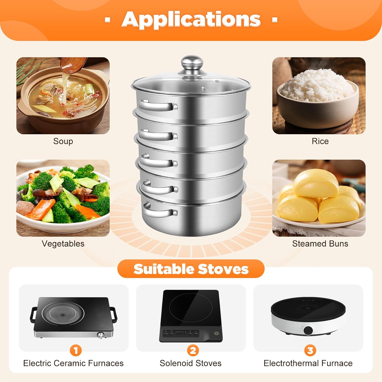 Kangten 5 Tier Stock Pot and Steamer Set