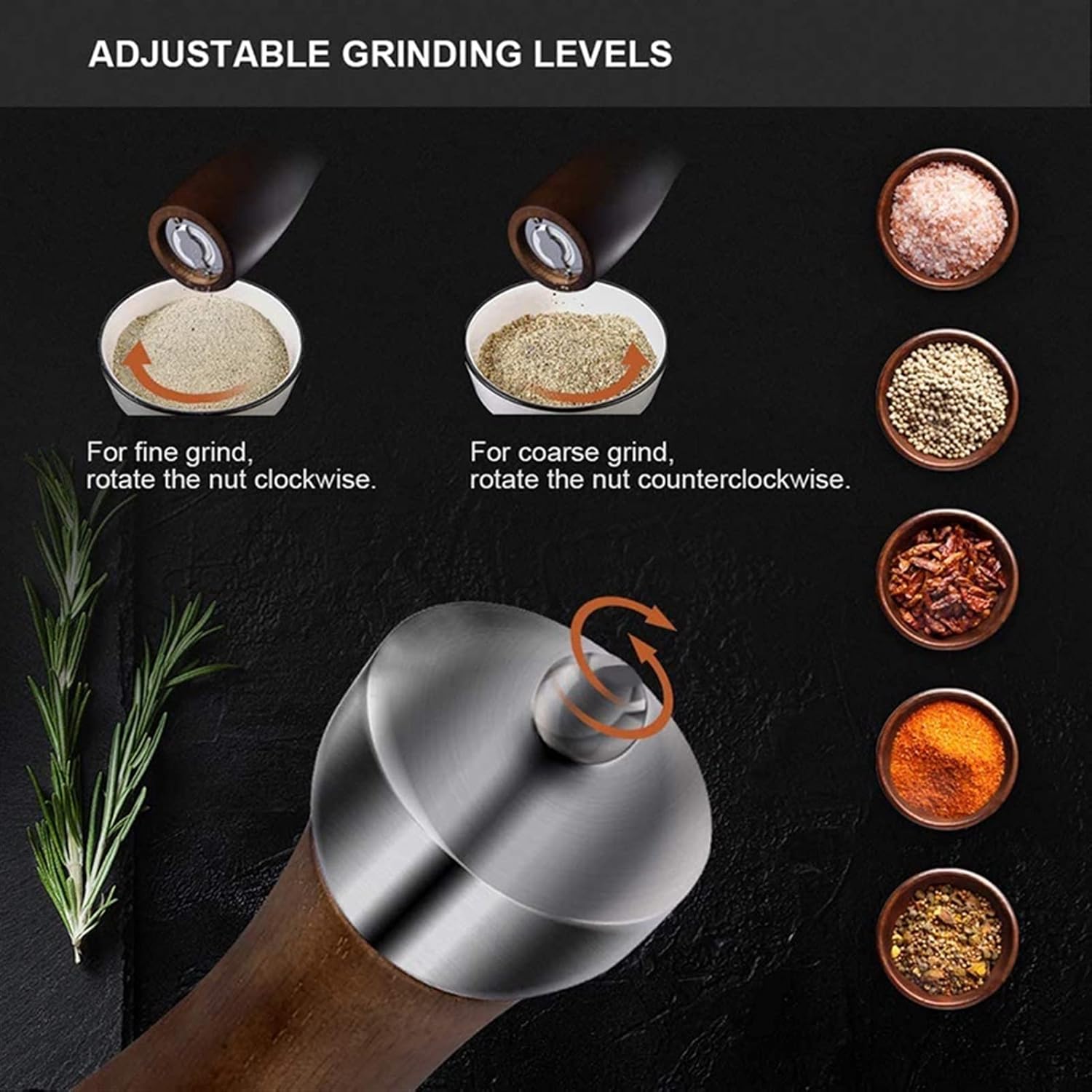 CHENYUEFA 6 Inch Pepper Mill Set with Adjustable Coarseness