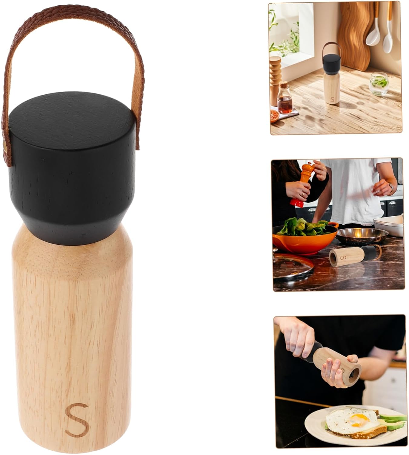 Alipis Manual Wooden Pepper Grinder with Black Cap 1