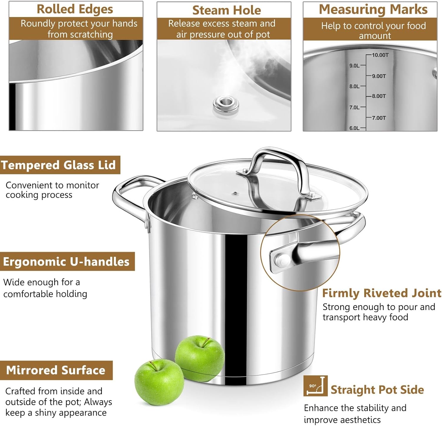 PP CHEF 10 Quart Stock Pot with Glass Lid
