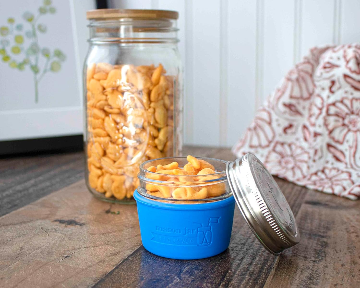 4oz Silicone Sleeves for Protecting Small Ball Jars - Bright Blue 2 Pack