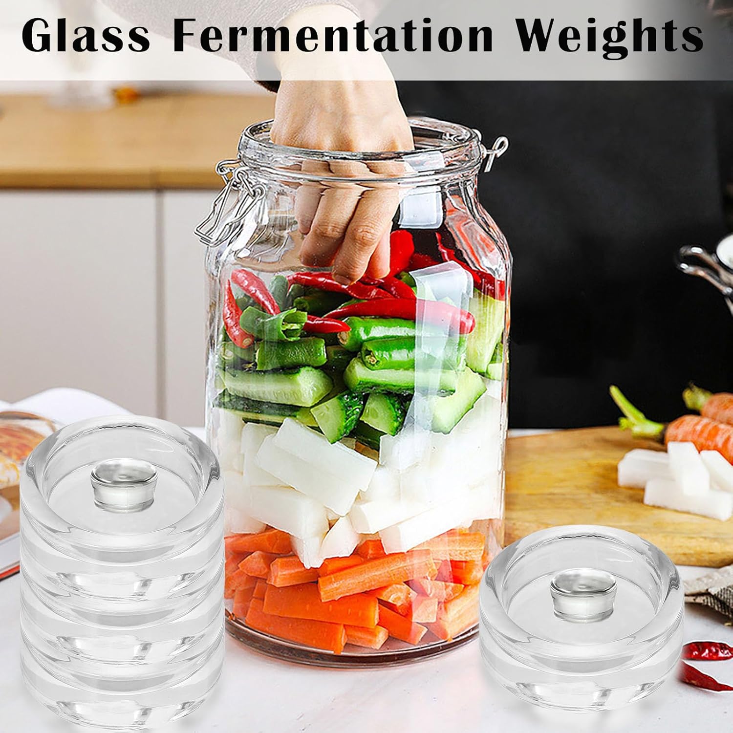 9 Pack Clear Glass Fermentation Weights for Mason Jars