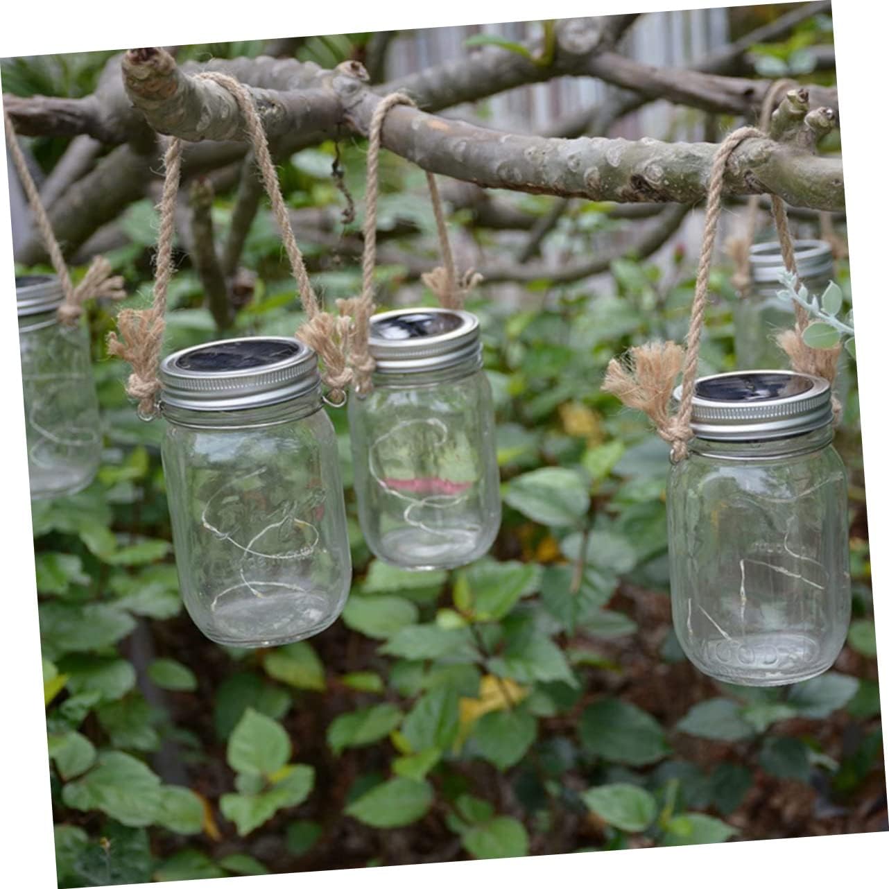 Luxshiny 6pcs Burlap Steel Mason Jar Hangers