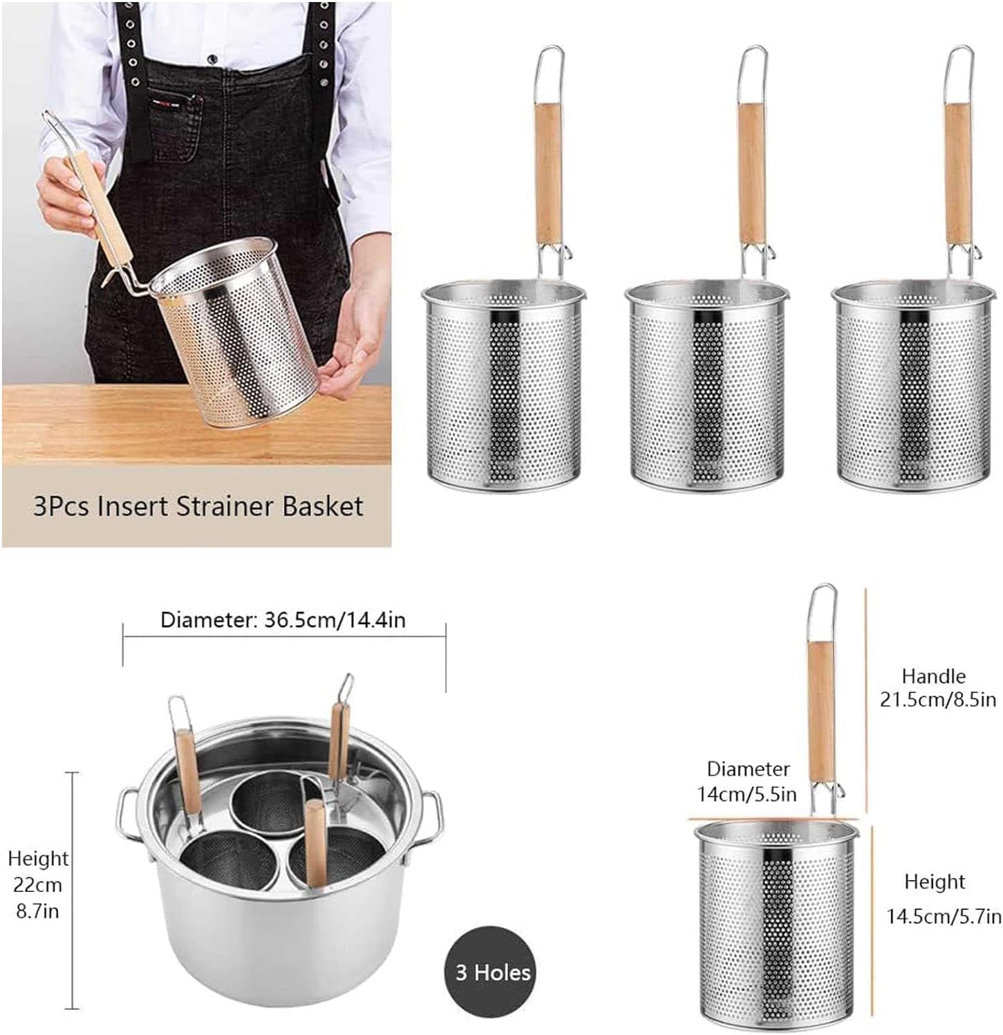 AttreX Pasta Pots Stockpots Set with Colander and Lid