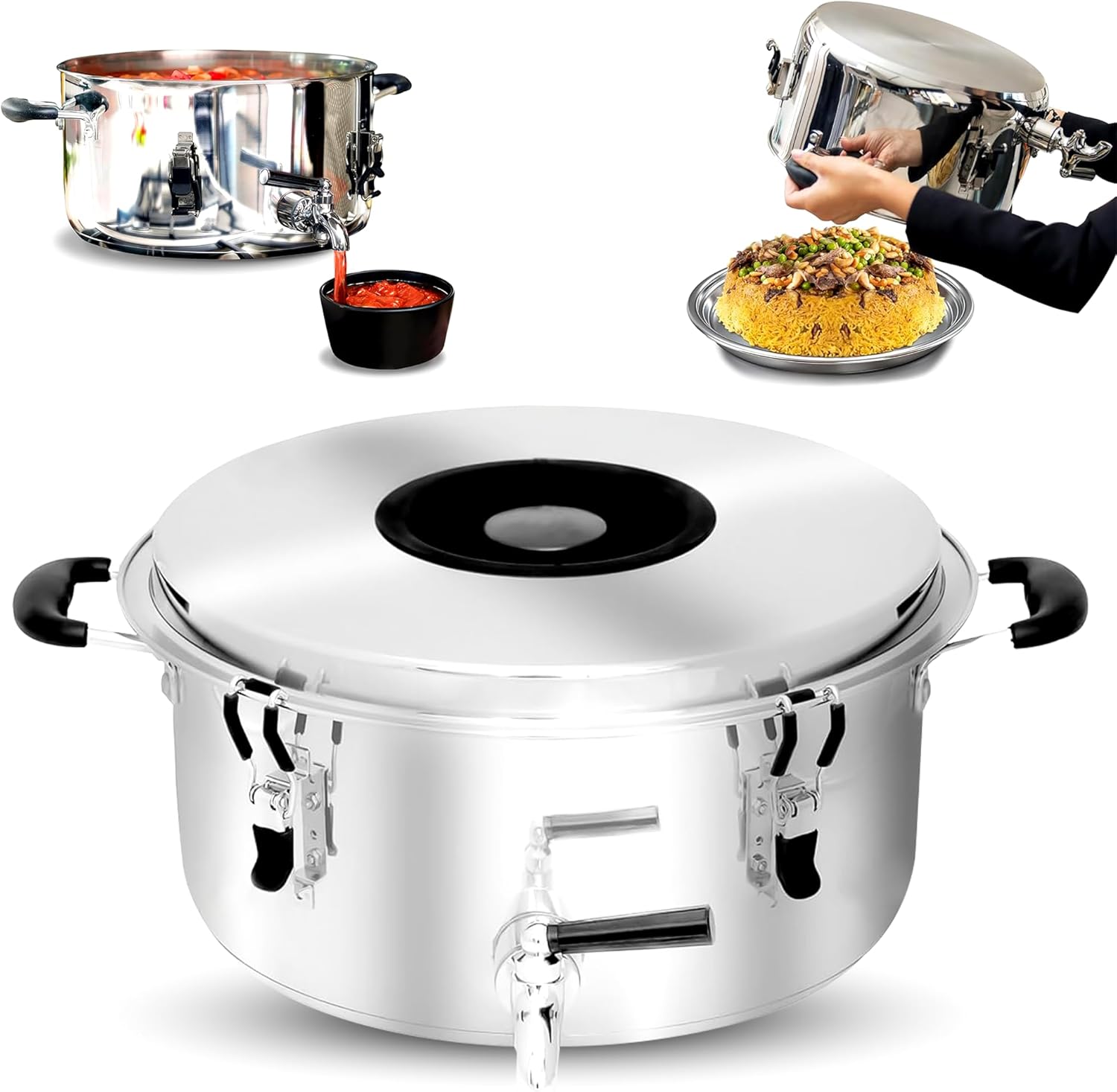 Virsari 147 Qt Stockpot with Flip-and-Serve Lid and Strainer