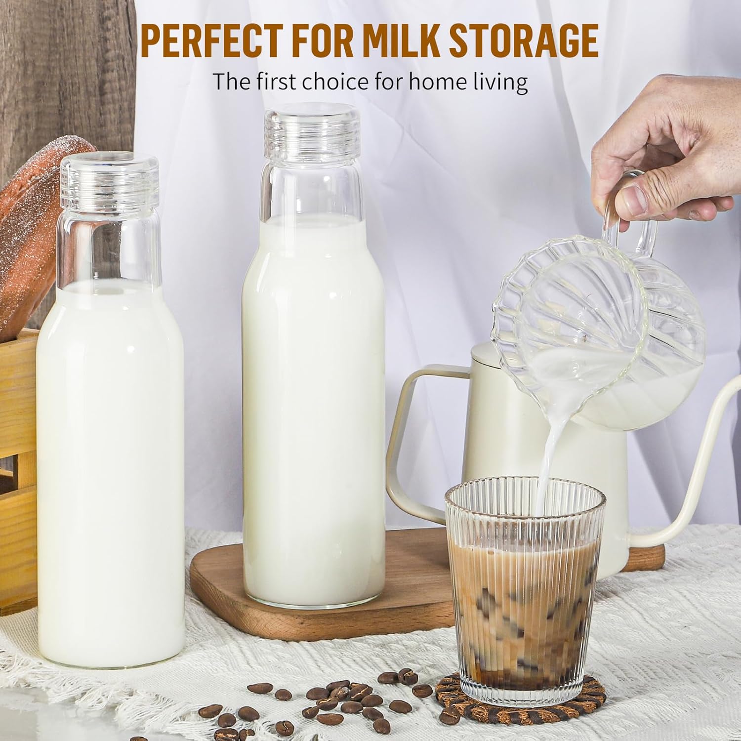 25oz Borosilicate Glass Bottles with Lids 2 Pack