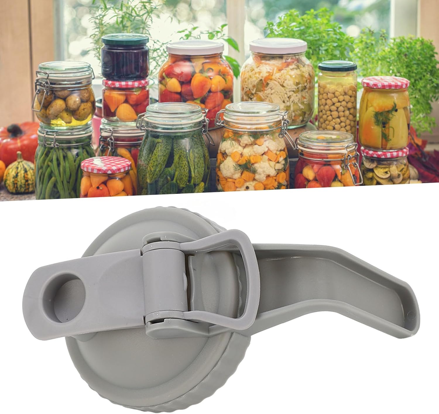Yosoo Leak Proof Mason Jar Lid with Handle and Flip Cap - Gray