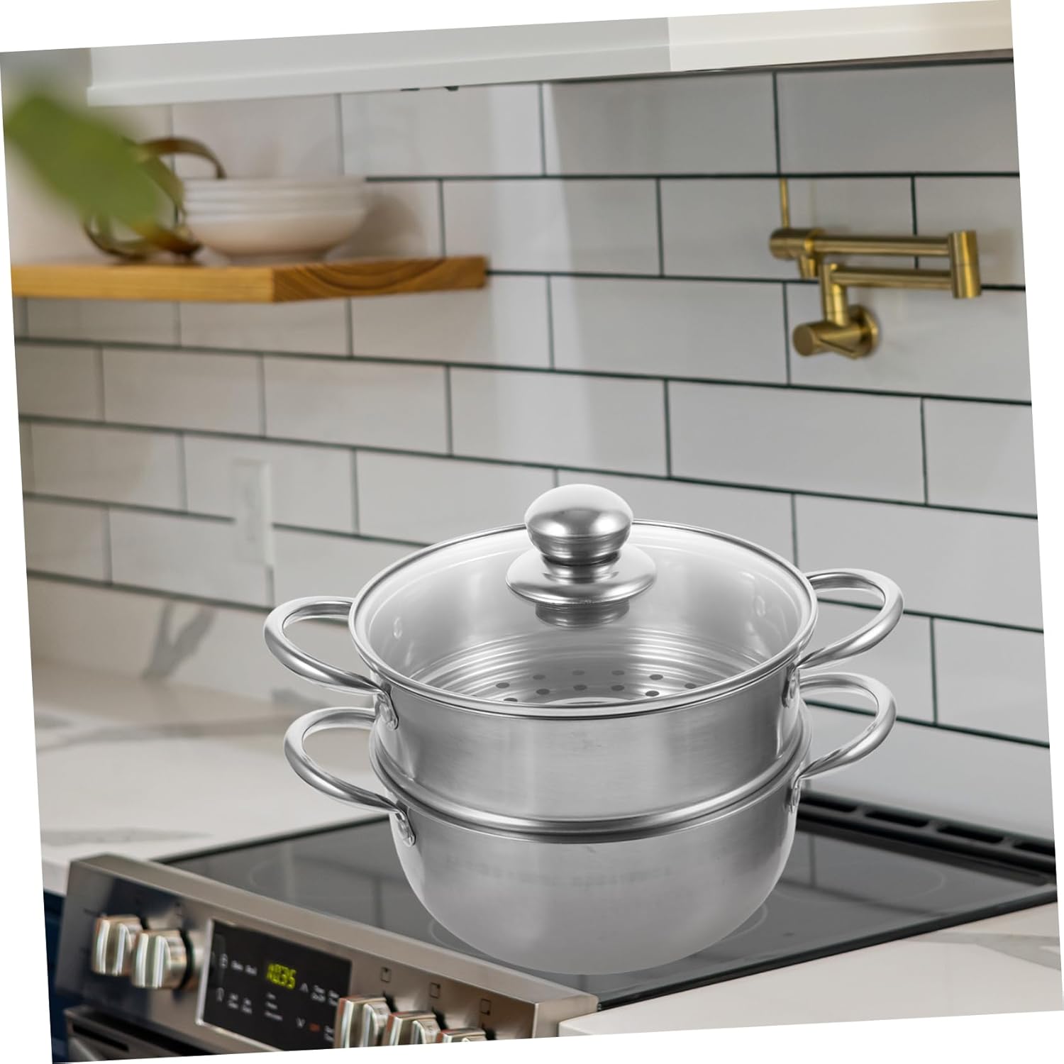 BRIGHTFUFU Food Grade Stainless Steel Steamer for Stove Top and Induction Cooker