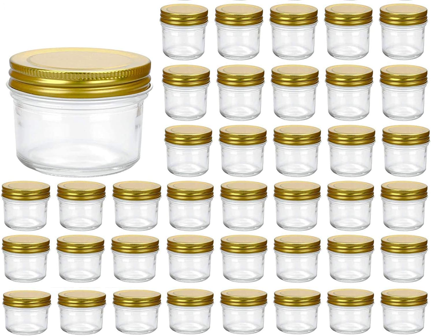 Encheng 4 oz Clear Glass Jars with Golden Lids 40 Pack 1