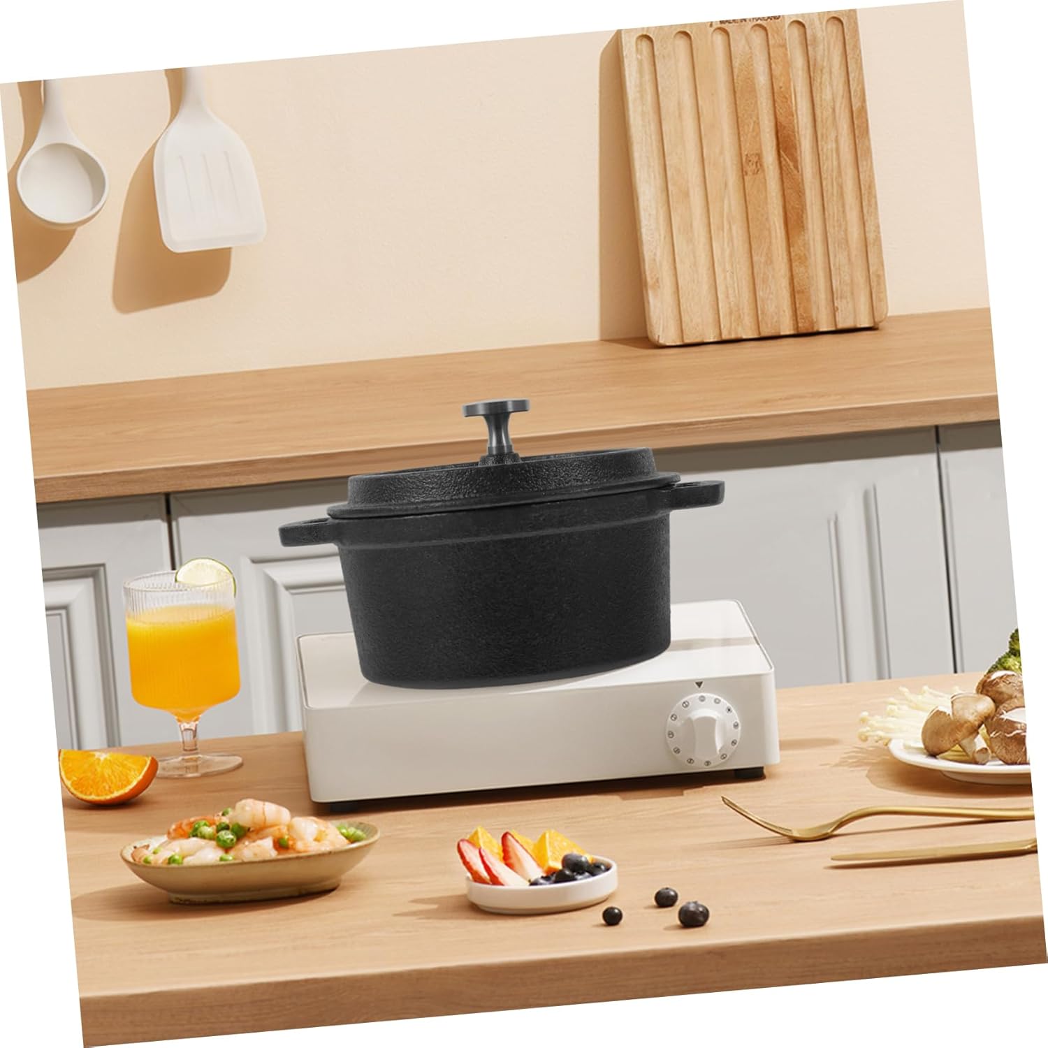 BRIGHTFUFU Dual Handle Stockpot with Lid and Steamer Function