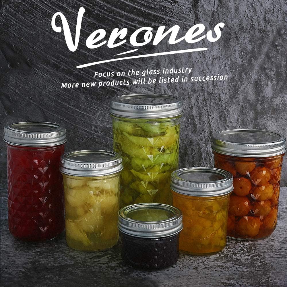 VERONES 4 Oz Mason Jars 16 Pack with Lids and Bands