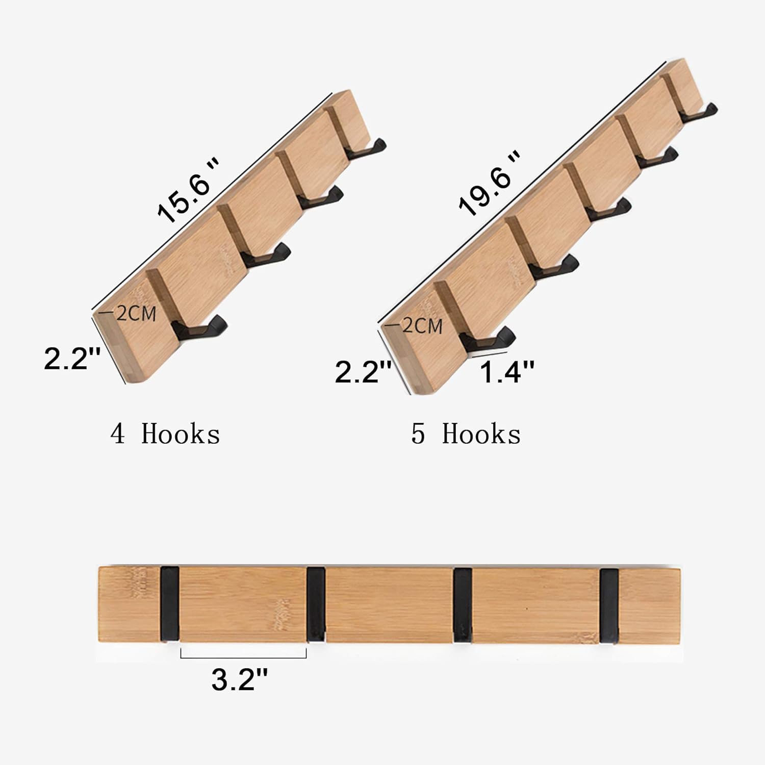KYSMOTIC Pink Coat Hooks - 4 Hook Wall Mount Modern Rack