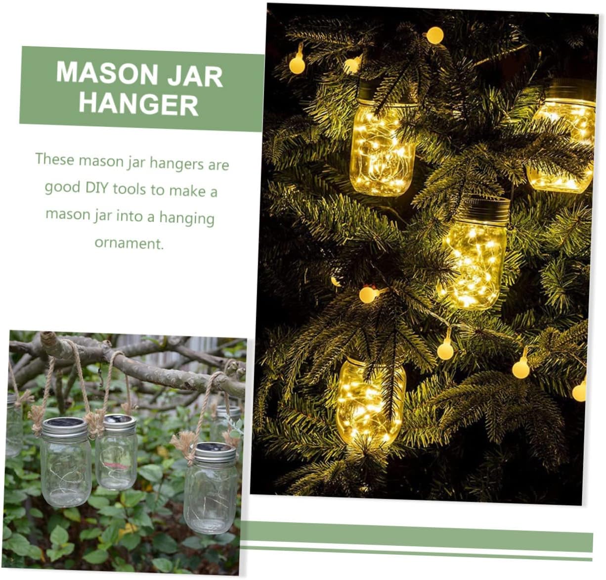 Luxshiny 6pcs Burlap Steel Mason Jar Hangers