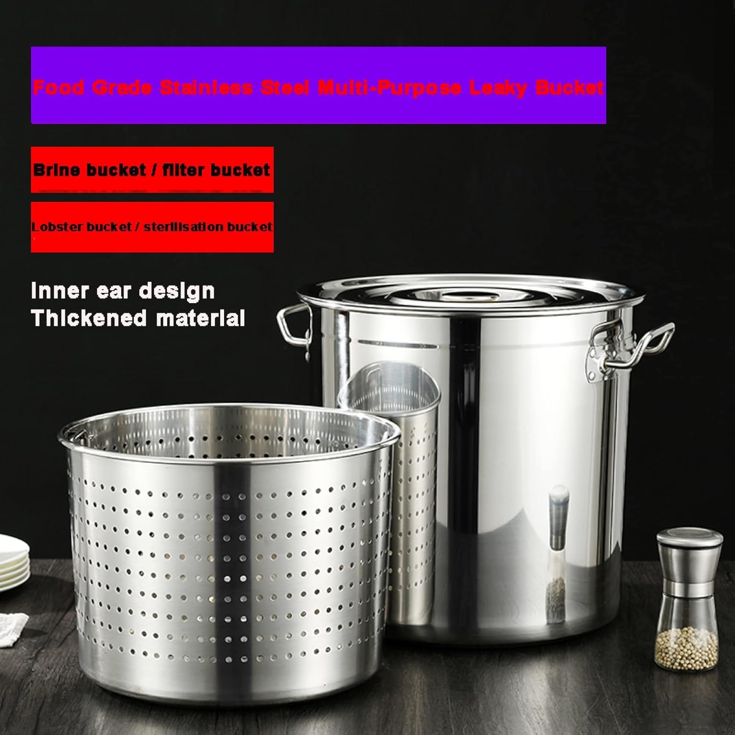 AIZYR 35x35cm Stainless Steel Stockpot with Strainer Basket