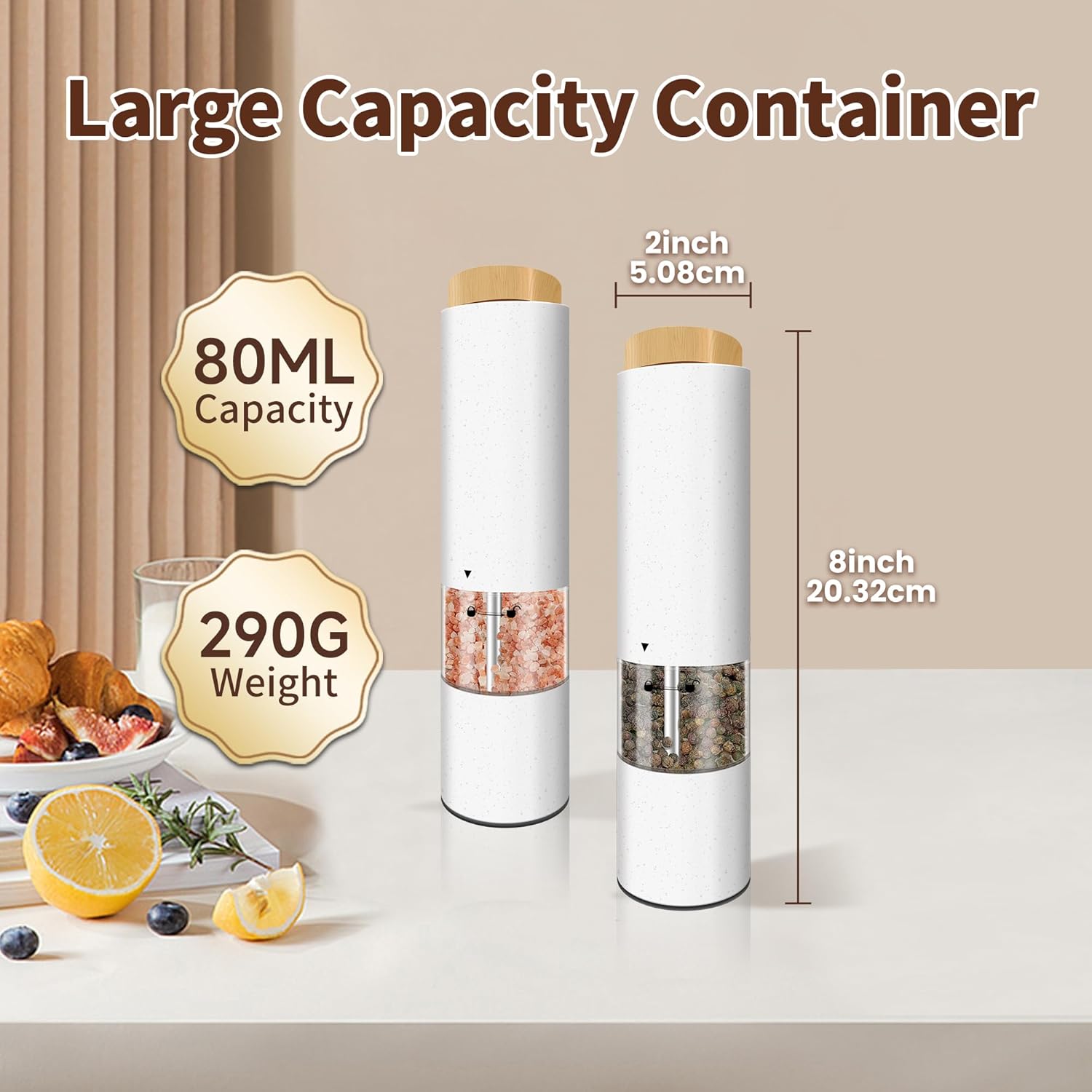 AmaCielo Electric Salt and Pepper Shaker Set 2pcs