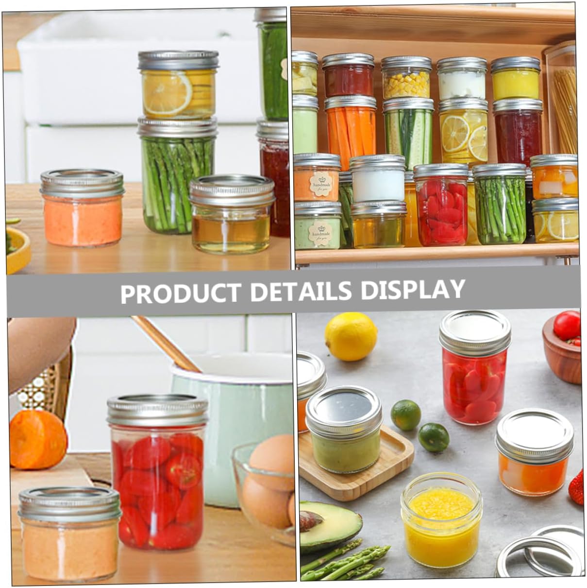 8pcs Transparent Jam Jars with Aluminum Lids for Canning and Storage