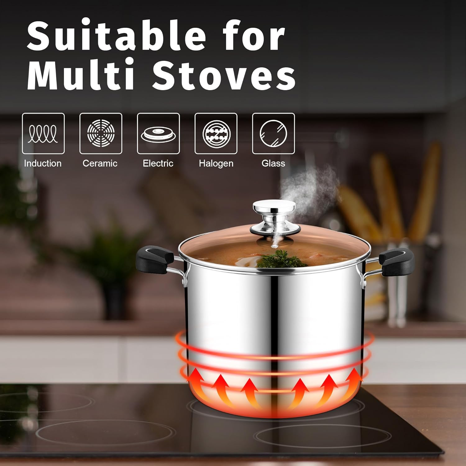 10 Quart 3-Ply Stainless Steel Stock Pot with Lid