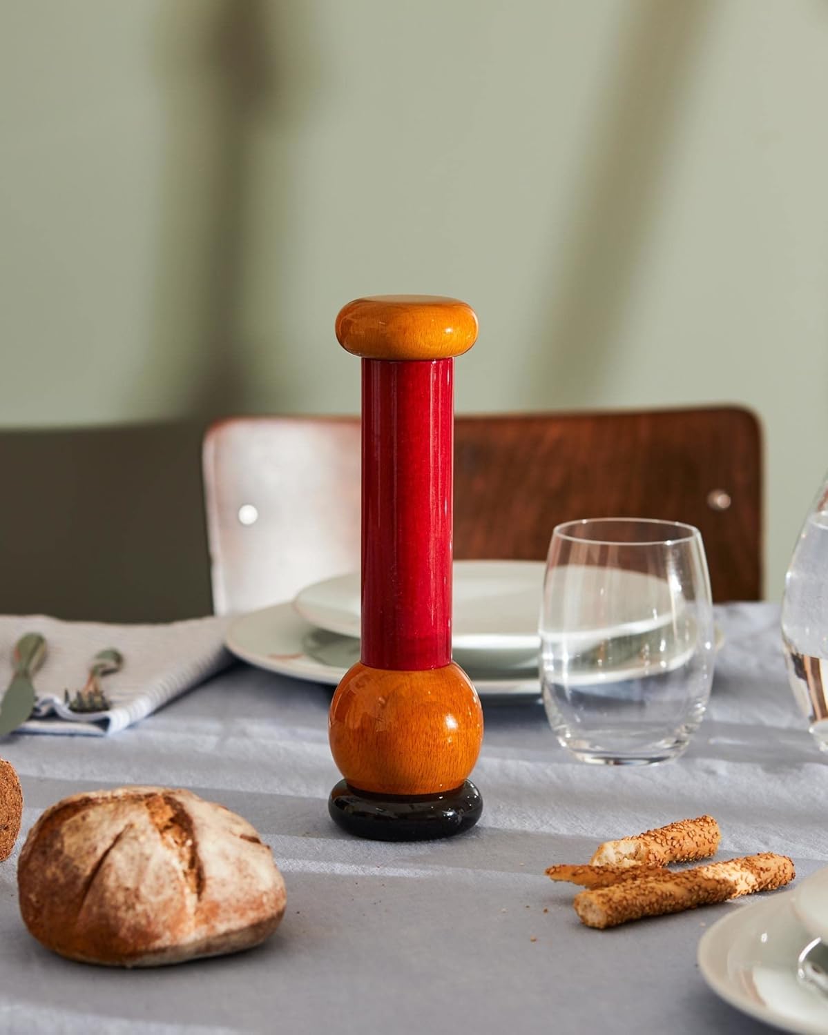 Alessi Design Wooden Pepper Mill in Red
