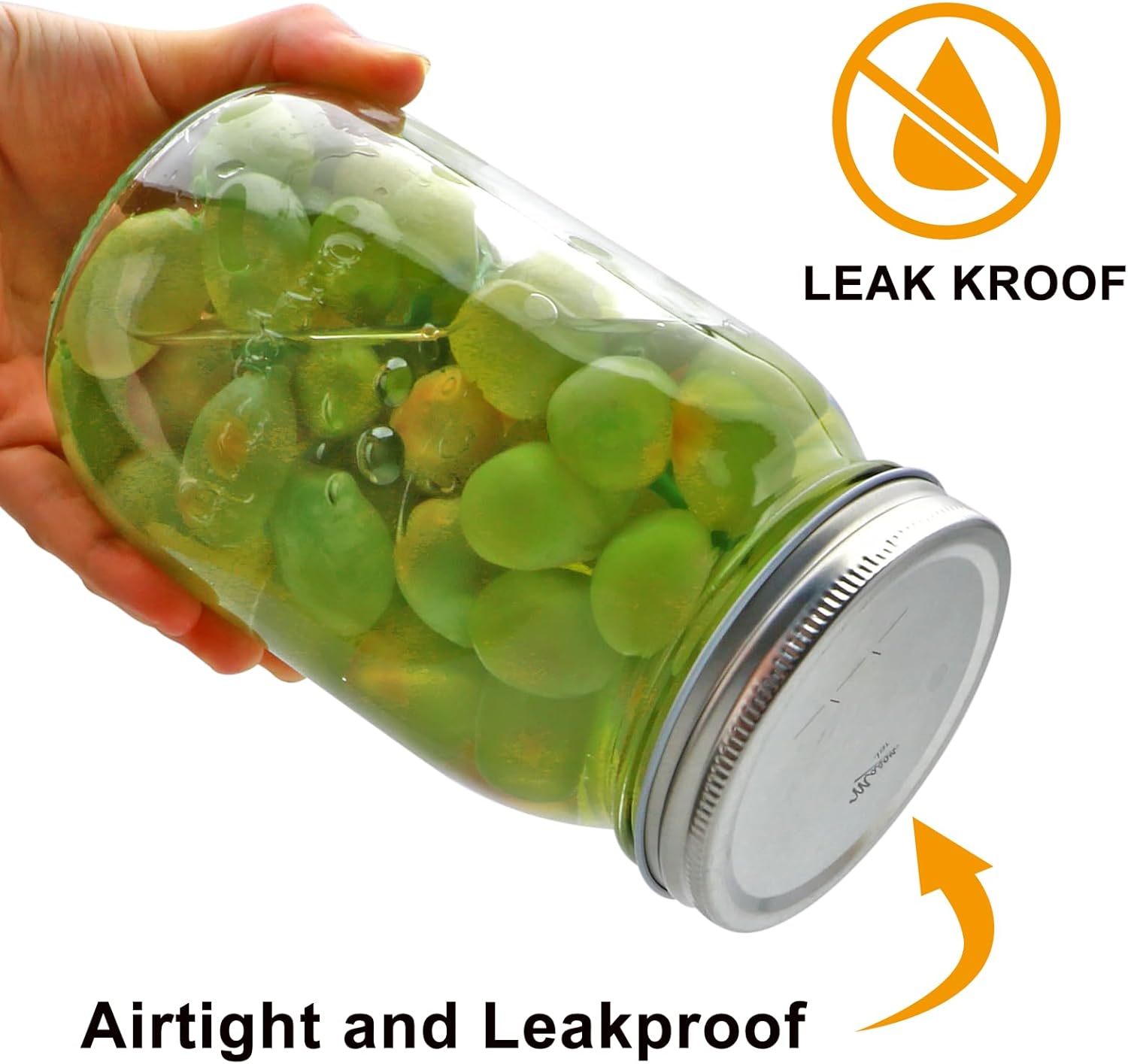 Flrolove 32 OZ Glass Jars 6 Pack with Airtight Lids