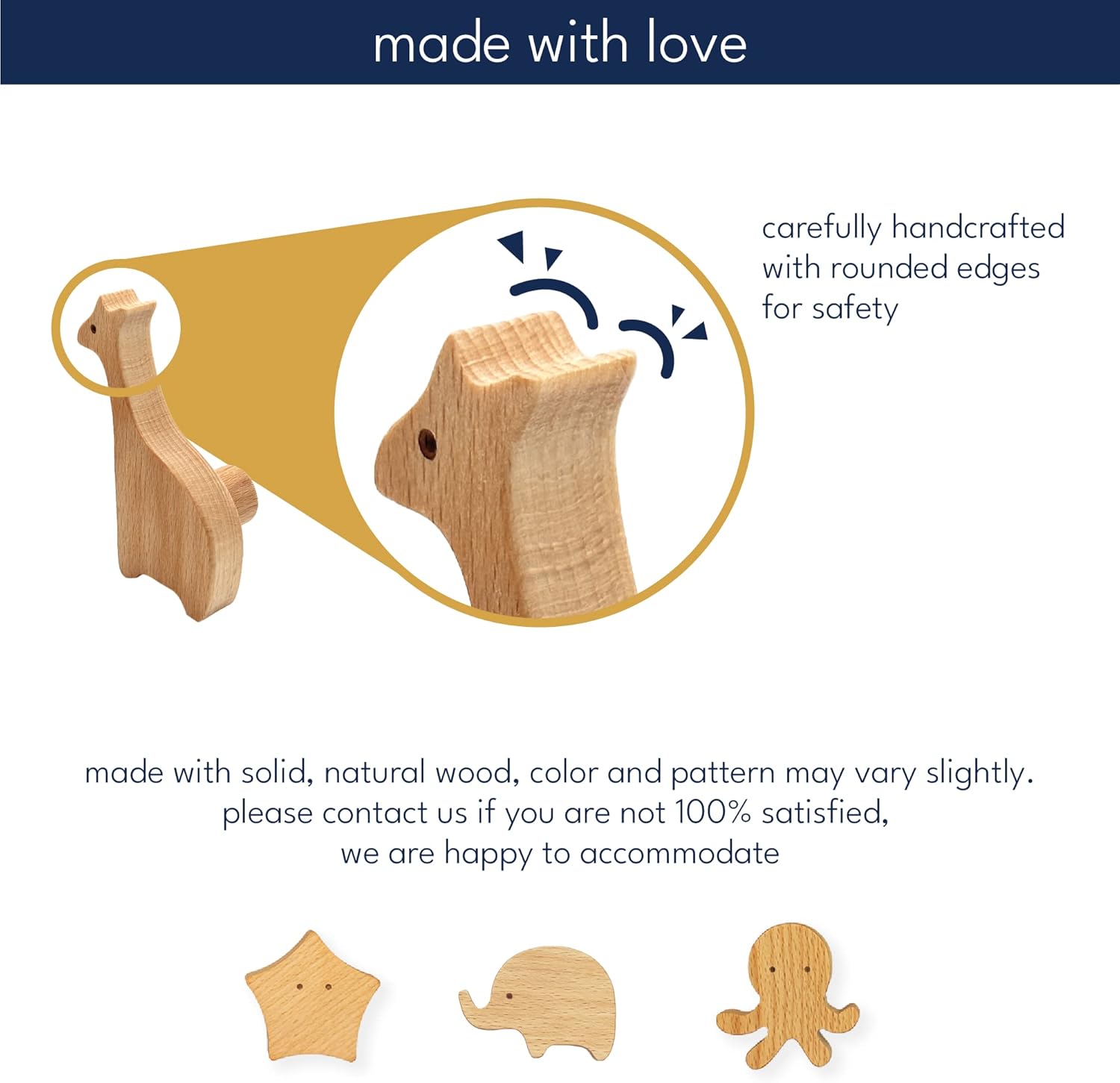 TRUULOOP Cute Animal Wood Wall Hooks - 5 Pieces