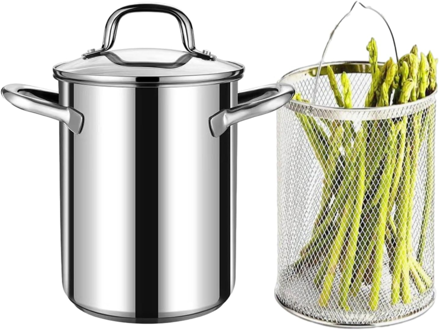 GOVNPJ Asparagus Pot with 4L Stainless Steel Steamer