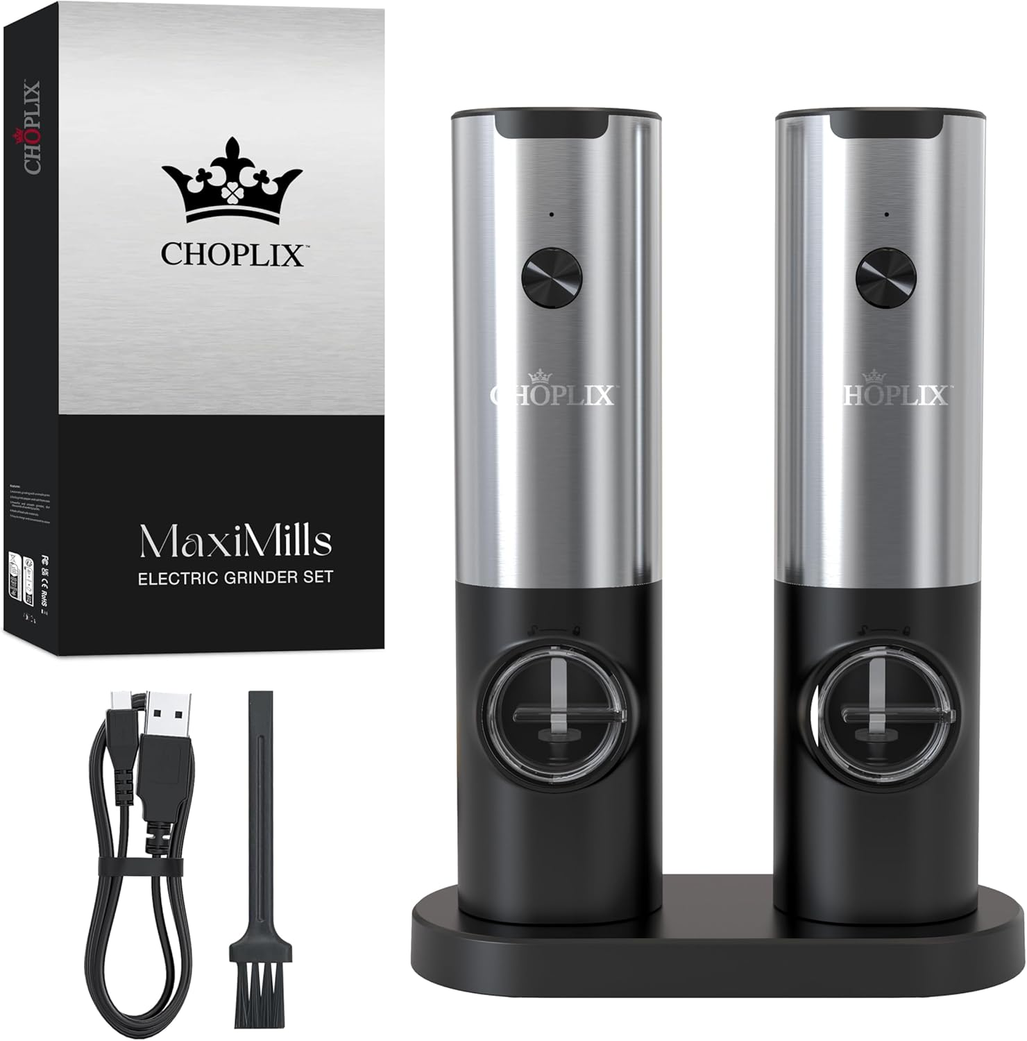 CHOPLIX USB Rechargeable Pepper Mill Set with LED Light