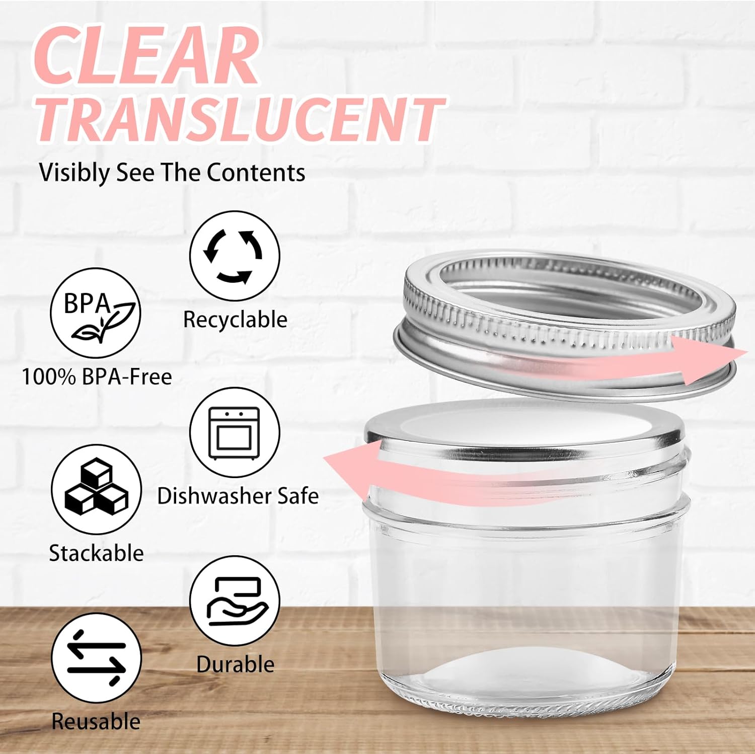 TUZAZO 4 oz Mason Jars 12 Pack with Lids and Labels
