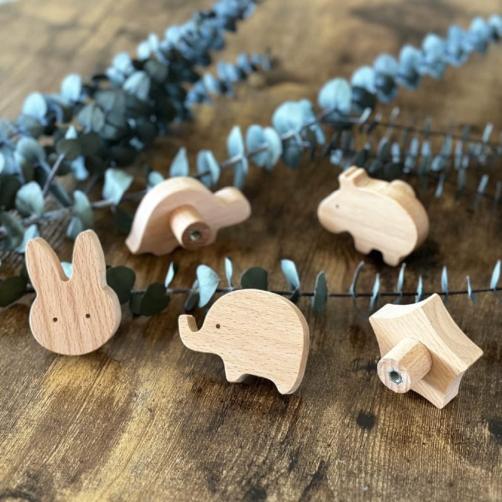 TRUULOOP Cute Animal Wood Wall Hooks - 5 Pieces