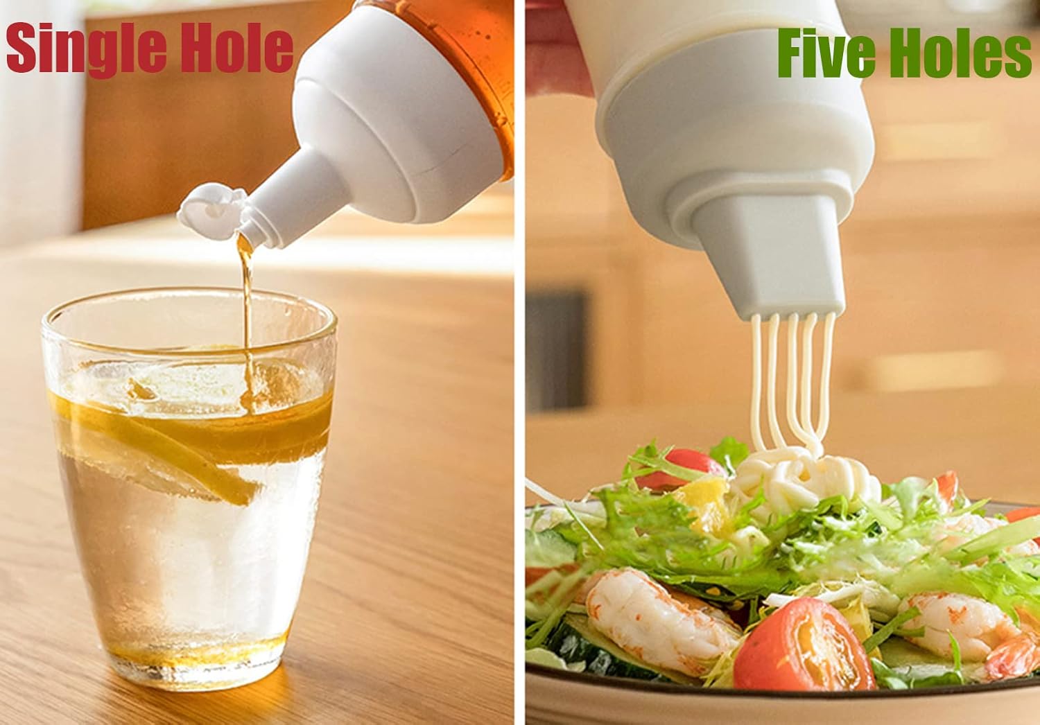 RROAD 4Packs Condiment Squeeze Bottle with 5-Hole Nozzle