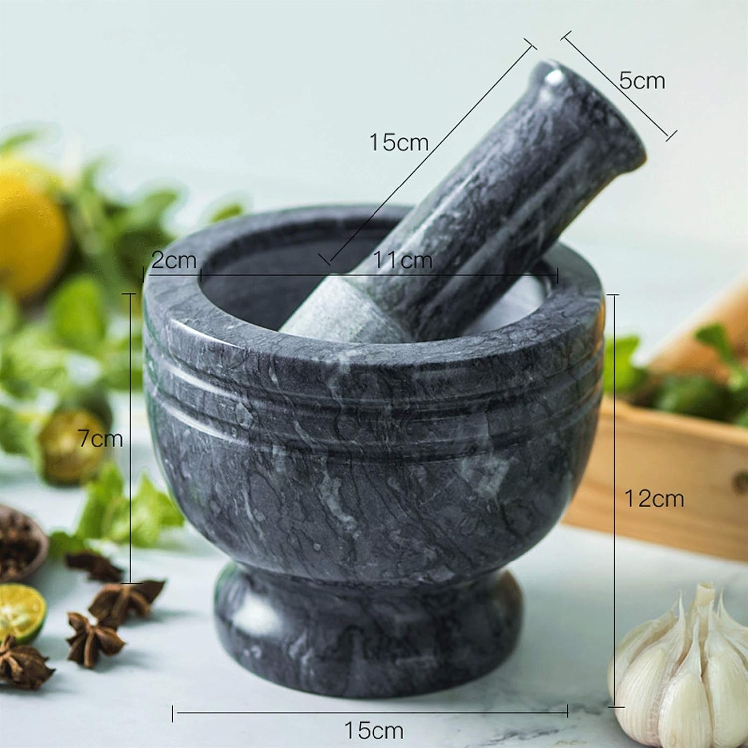 KJLY Marble Pestle Mortar Set Durable Kitchen Tool