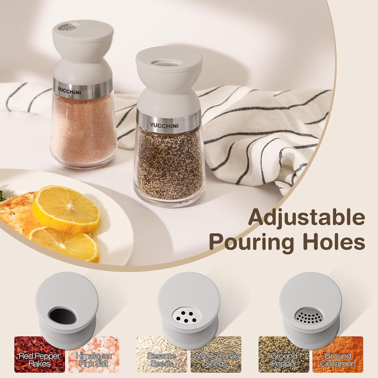 VUCCHINI Salt Pepper Shaker Set with Lid