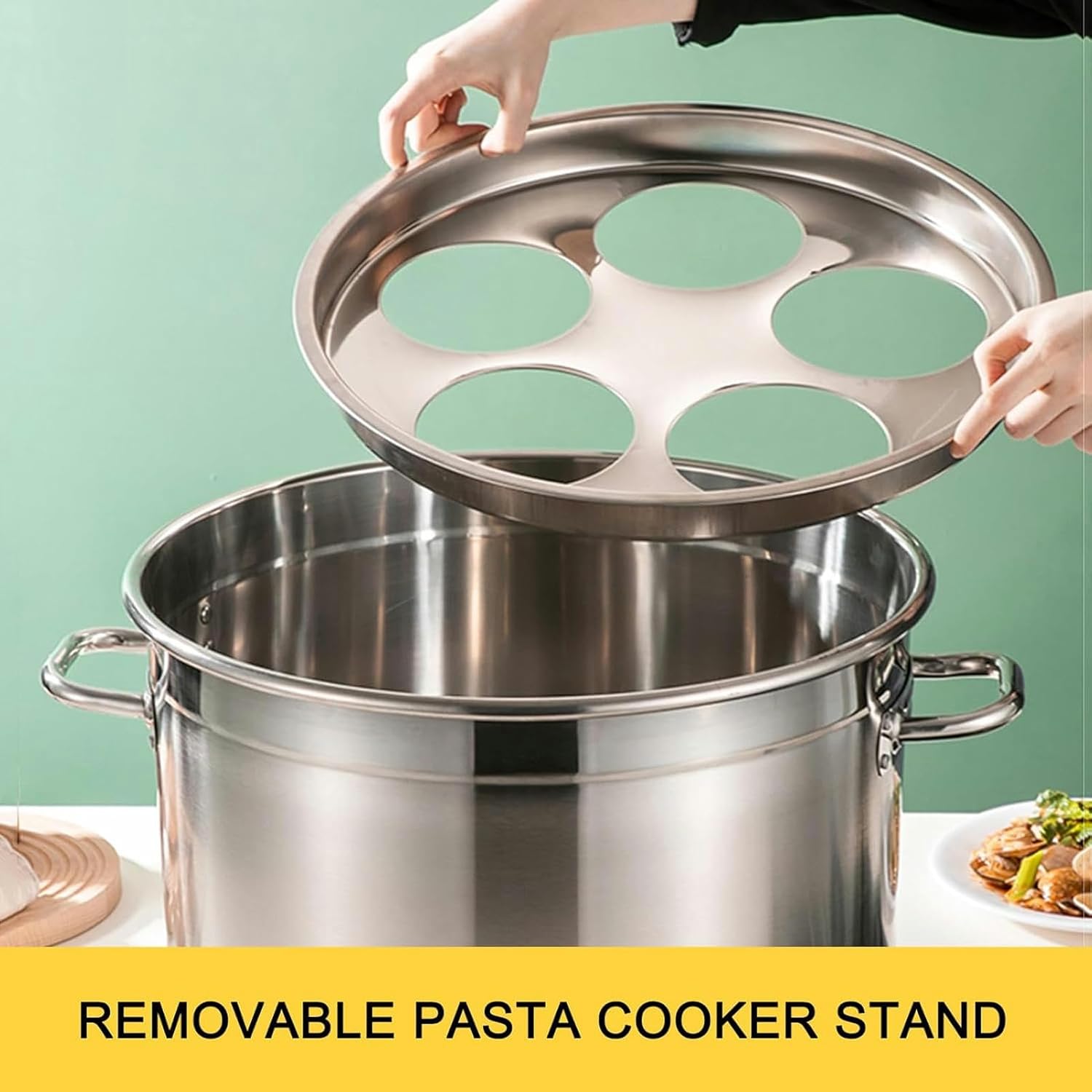 DAOUXIAOSP 45cm 4 Holes Pasta Pot with Strainer Basket 1