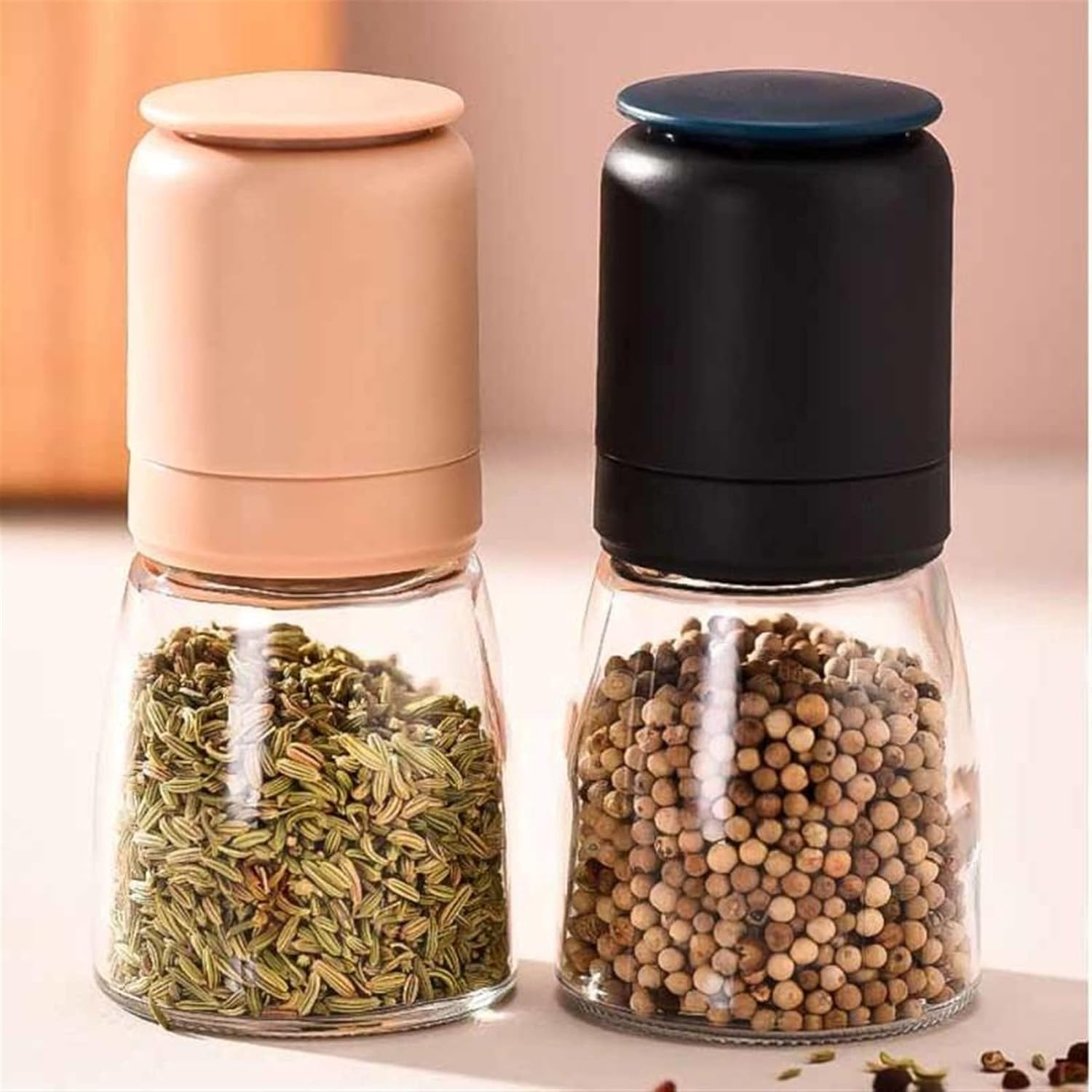 TOMYEUS Salt and Pepper Grinder Set with Refillable Bottles
