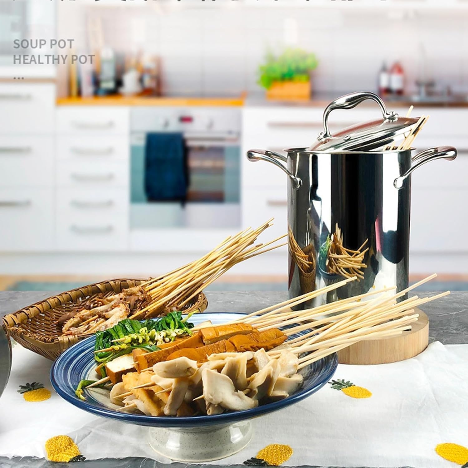 Stainless Steel Asparagus Steamer with Basket and Glass Lid