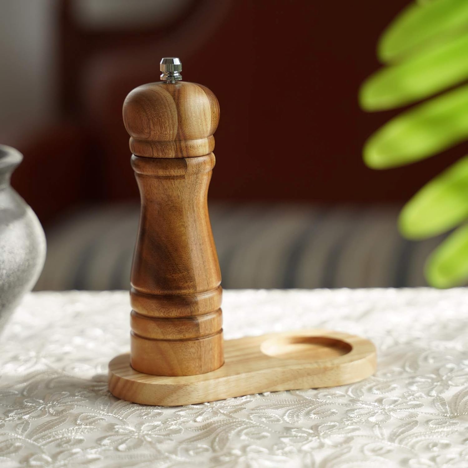 Salt and Pepper Mill Tray - Rubber Wood 5 cm Inner Diameter