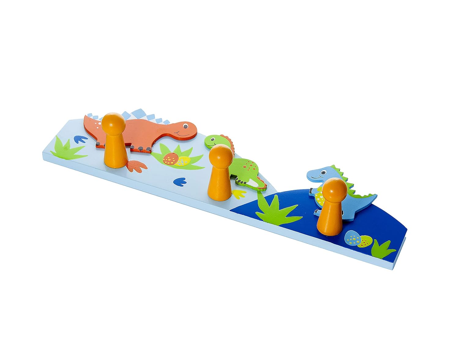 Kids Dinosaur Themed Triple Coat Hook Wall Hanger