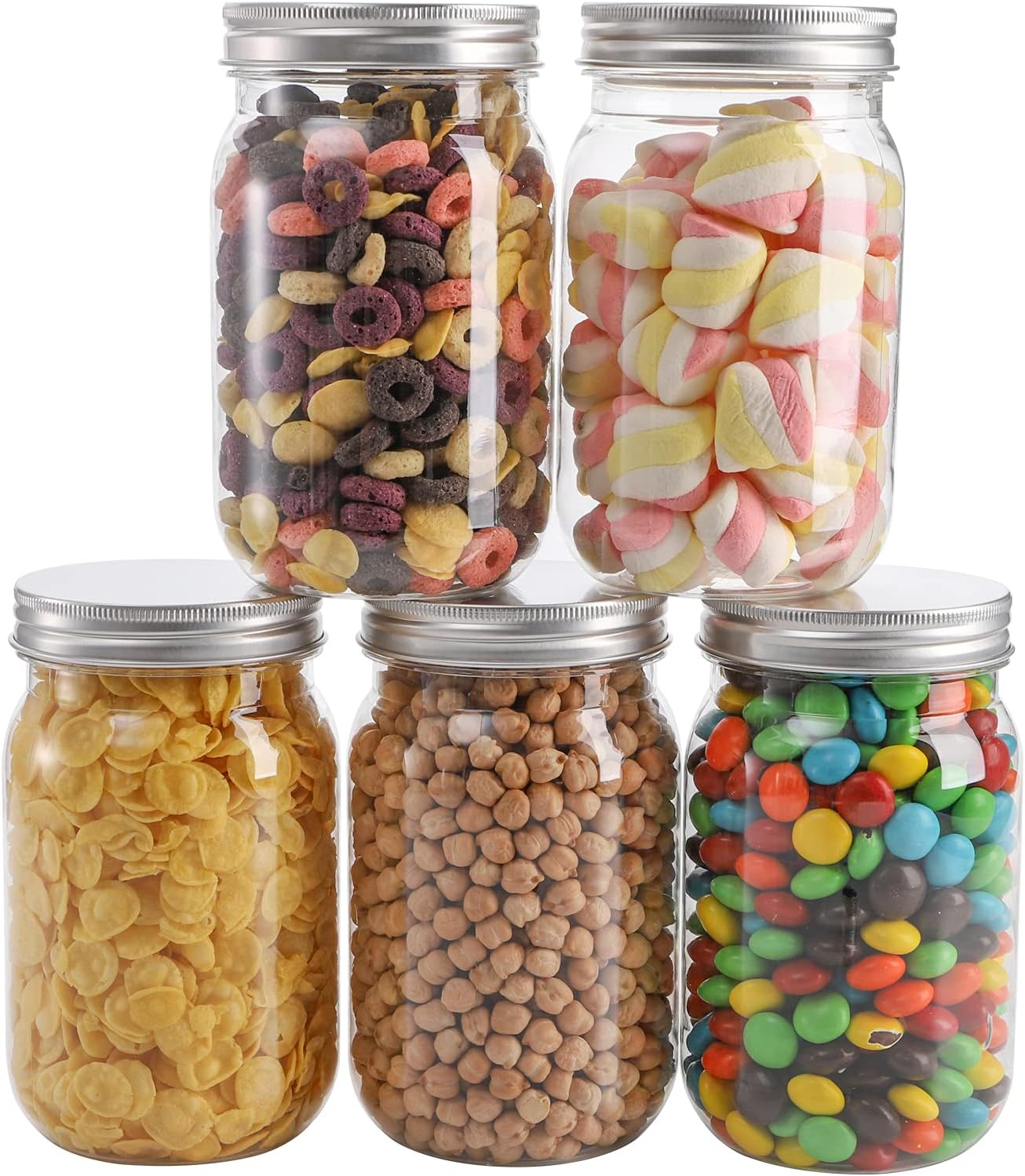 Tebery 12 Pack Clear Plastic Mason Jars with Lids 16OZ Shatterproof Drinking Jar