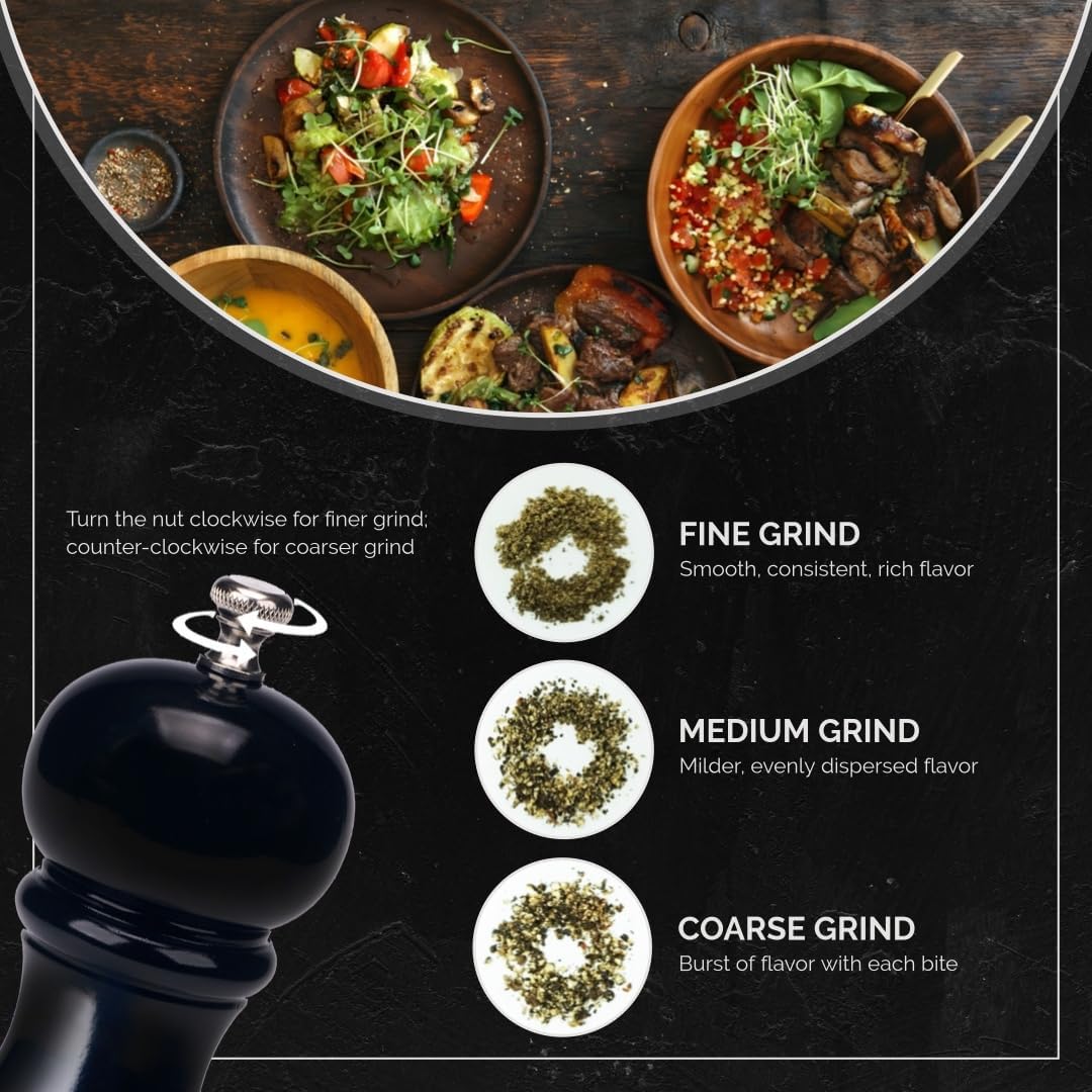 Classic Wood Pepper Mill Grinder with Ceramic Rotor
