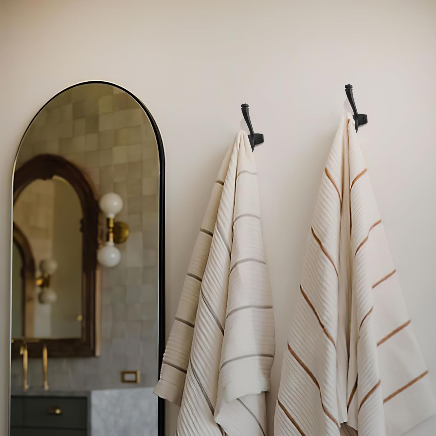 TUNNY 3-Pack Matte Black Coat Hooks