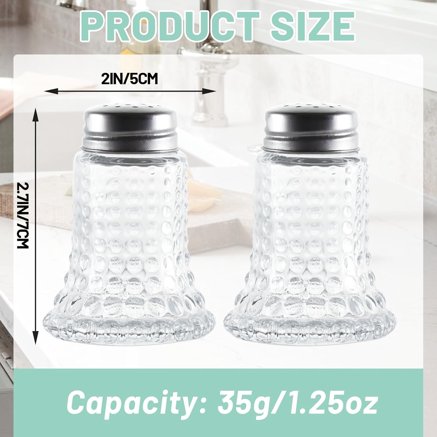 Wongblee Salt Pepper Shaker Glass Set Retro Hobnail Design