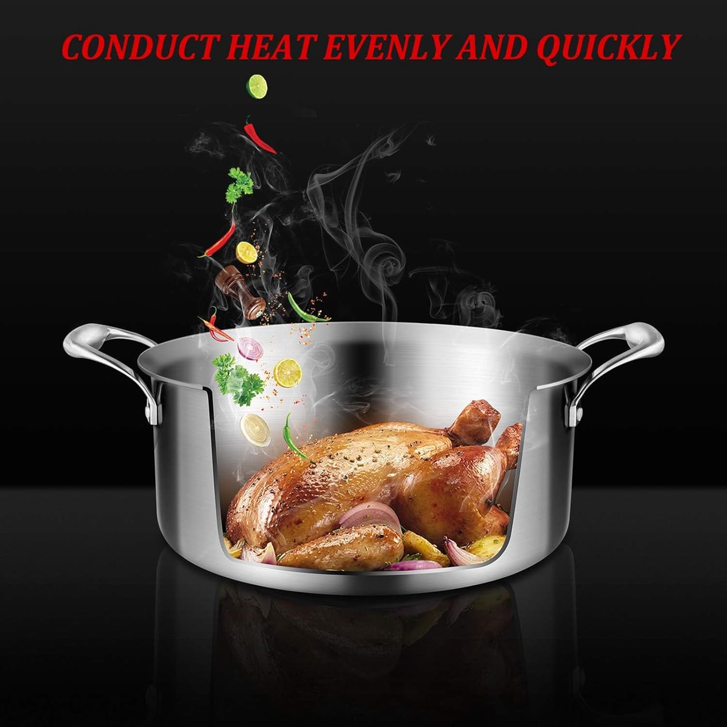 6-Quart Stainless Steel Stockpot with Tempered Glass Lid - Silver 1