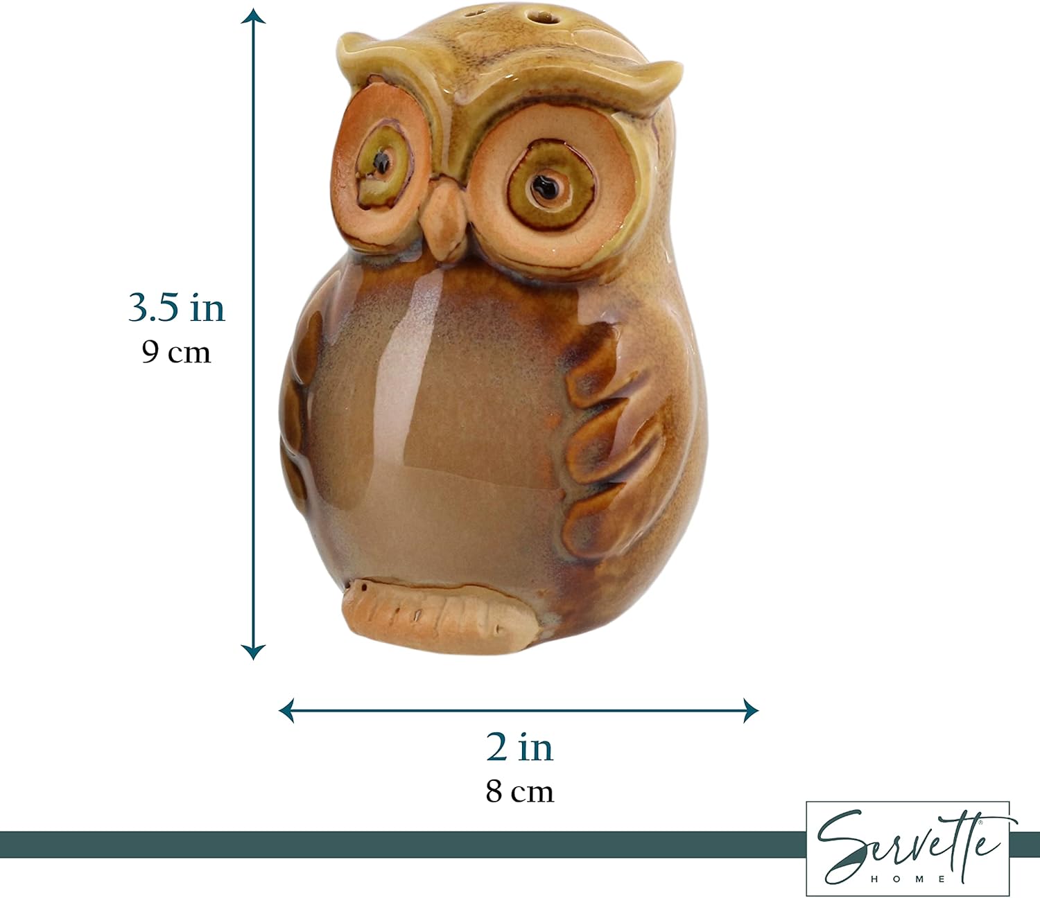 Ceramic Owl Salt and Pepper Shaker Set - Green