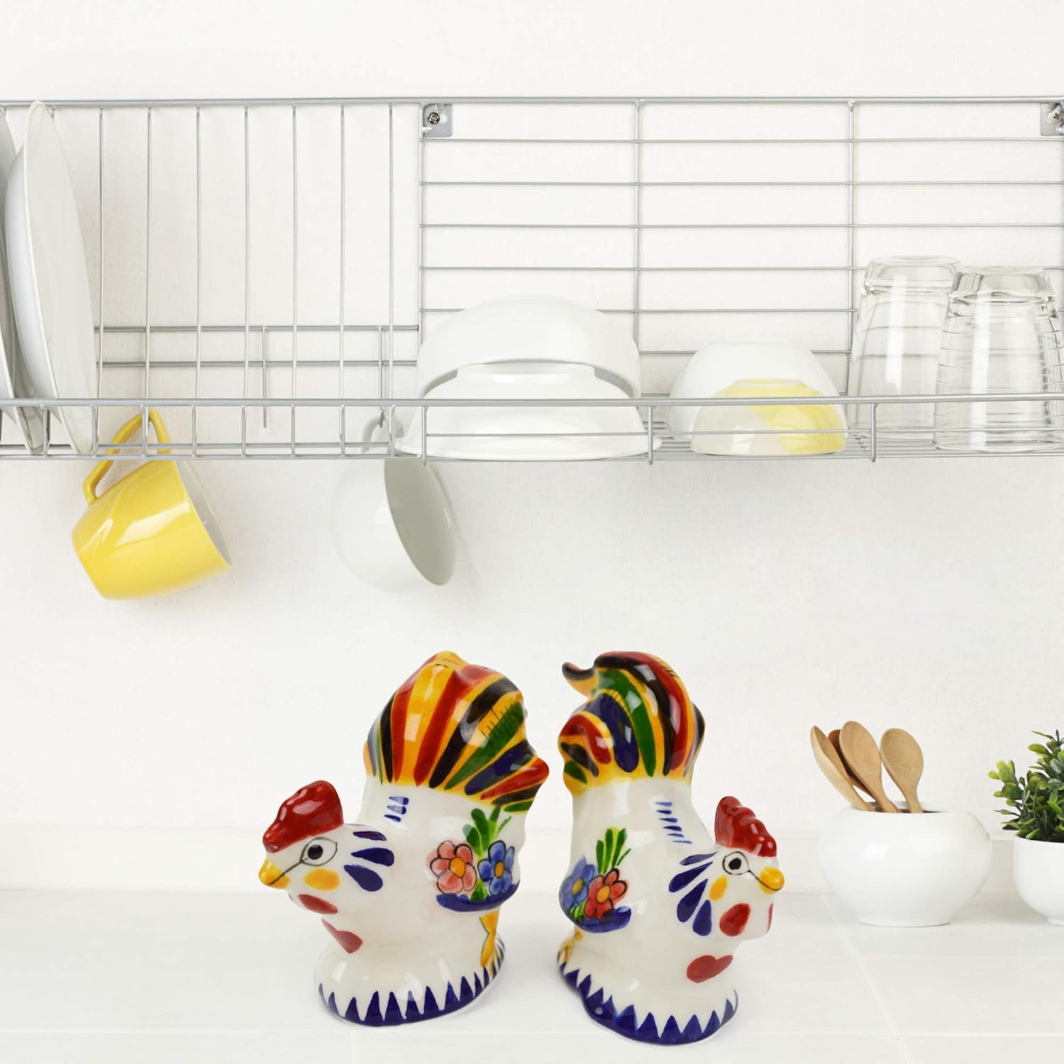 Colorful Roosters Ceramic Salt Pepper Shakers Set 1