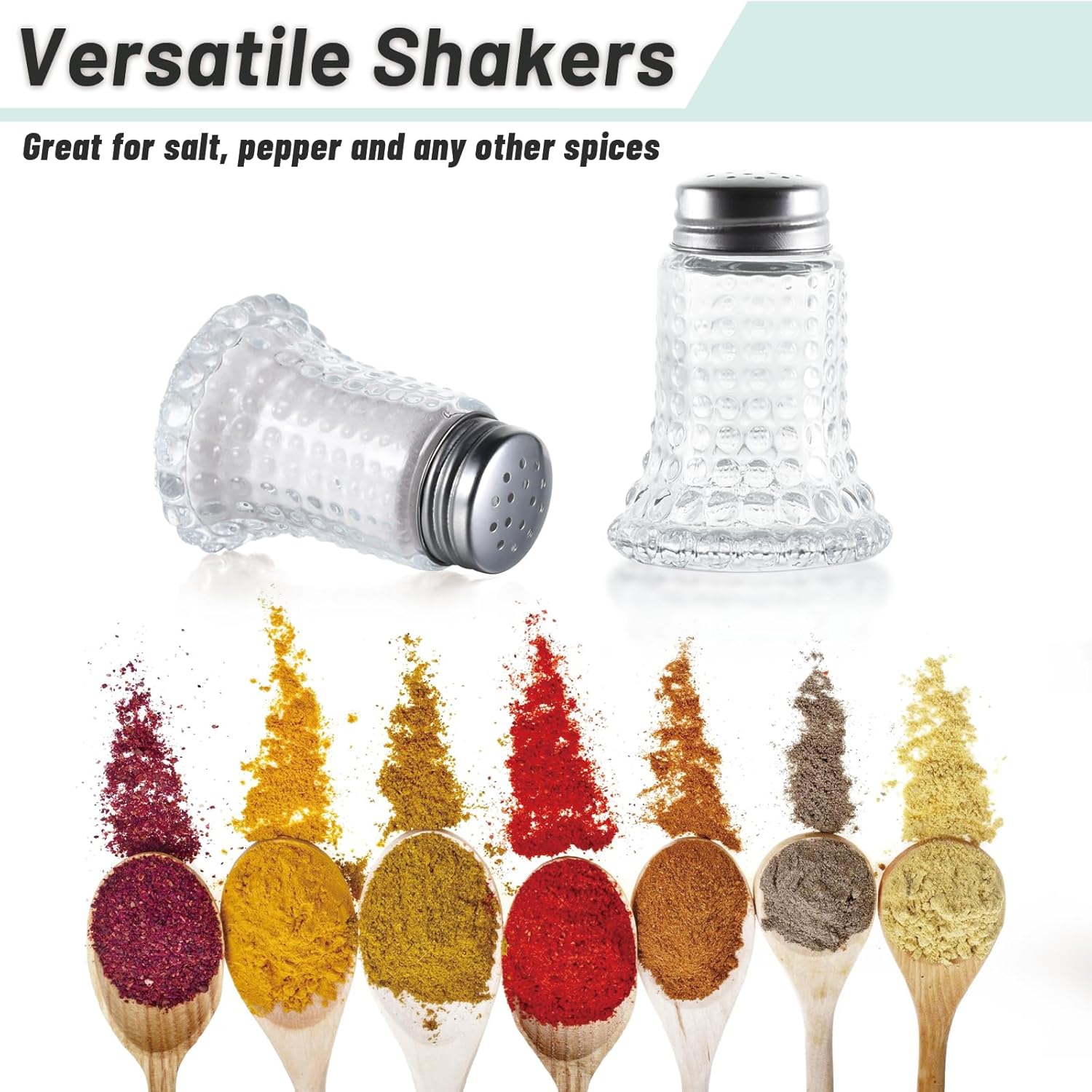 Wongblee Salt Pepper Shaker Glass Set Retro Hobnail Design