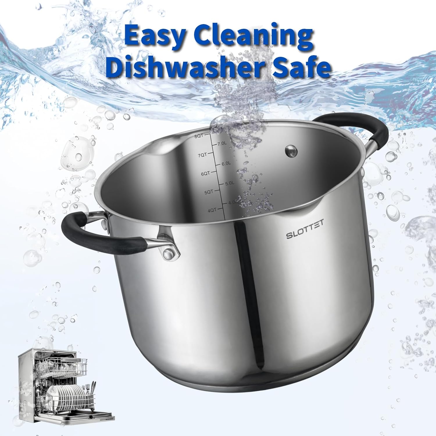 8 Quart Stock Pot with Glass Lid and Pour Spout