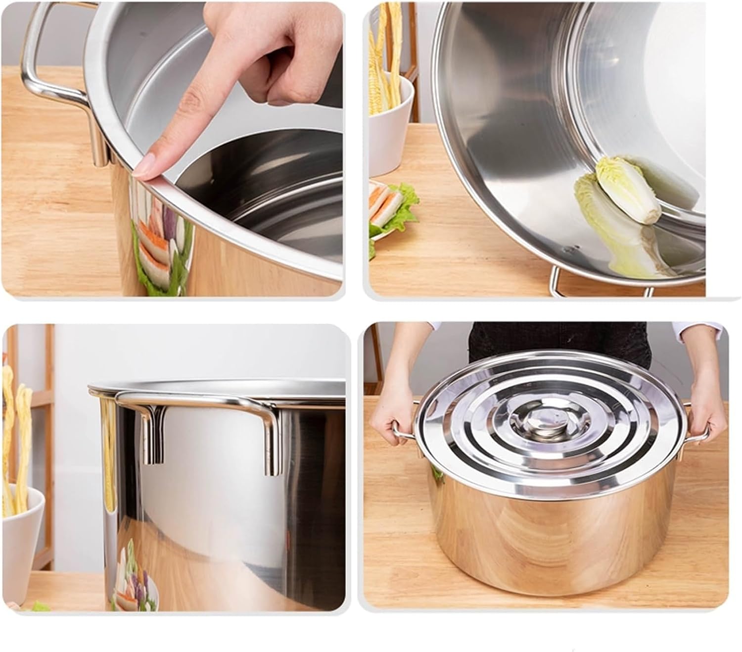 Stainless Steel Pasta Cooker Insert Set with Lid and Divider